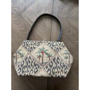 Vintage Bettina + Duncan Tapestry Leopard Print Handbag Y2K Kiss Close Purse USA